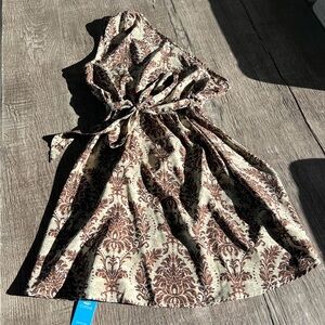 Cupshe One Shoulder Dress in Brown and Cream